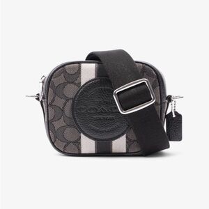 Coach C9120 Demsey Camera Shoulder Bag Canvas x Leather Black Signature